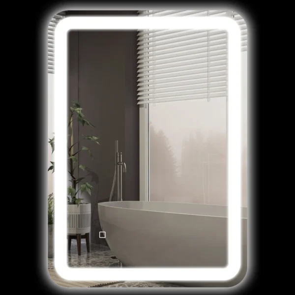 Bathroom Mirror with Touch Switch, LED Light with 3 Temperatures and Anti-fog, 70x50cm