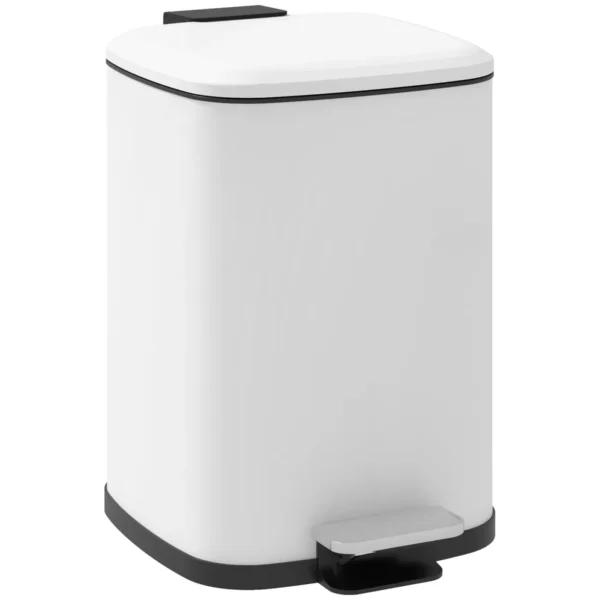 12L Pedal Bin with Silent Closure, Metal and PP, 24.5x32x34.5 cm, White