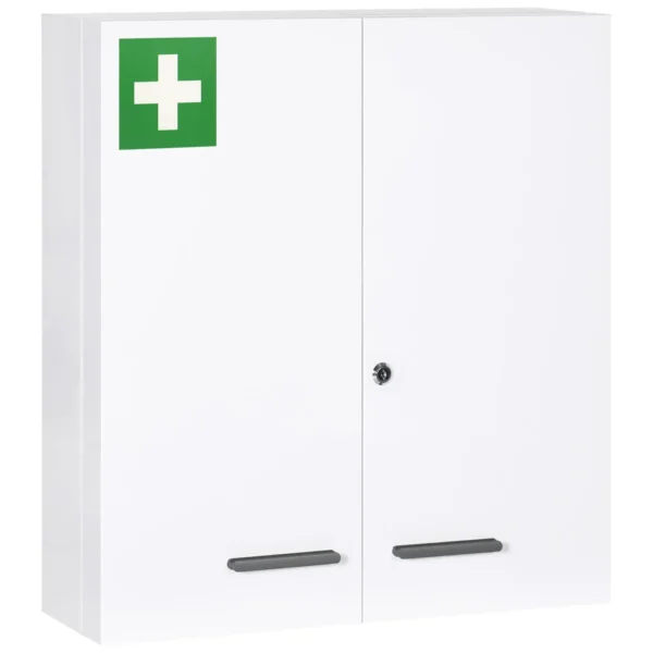 6-Shelf Medicine Cabinet with Lock and 2 Keys, Steel, 55x18x60 cm, White