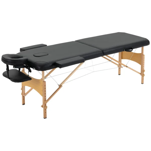 Professional Foldable Massage Table with Adjustable Height and Carrying Bag, Black