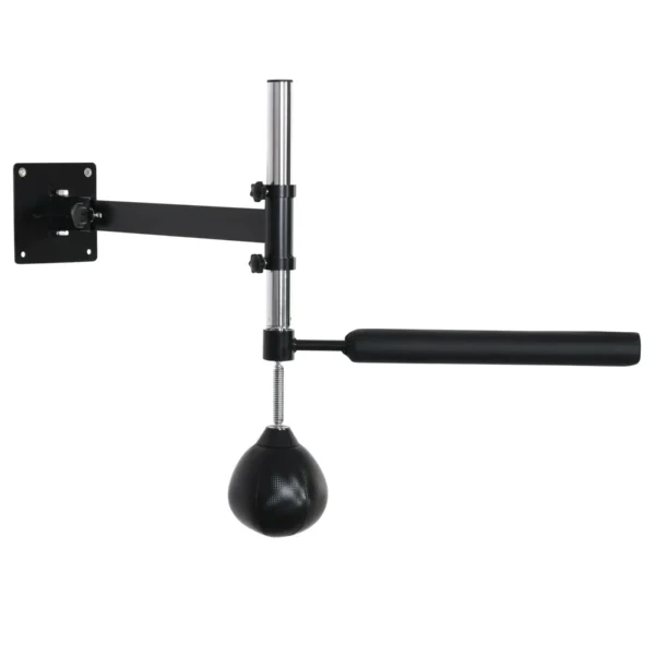 Height Adjustable Wall Mounted Speed Bag for Boxing and MMA with Pole, Steel and PU, 79x72x20 cm, Black