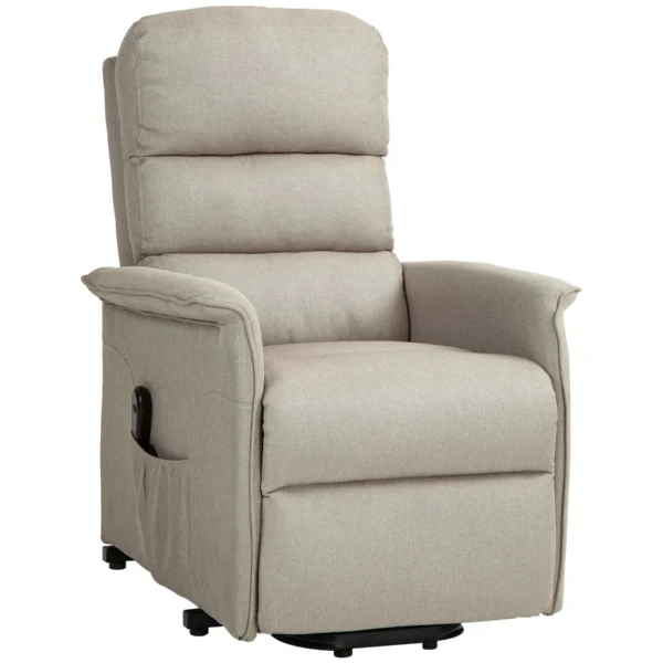 Electric Lift Recliner Armchair with Footrest, Remote Control and Pocket, Beige