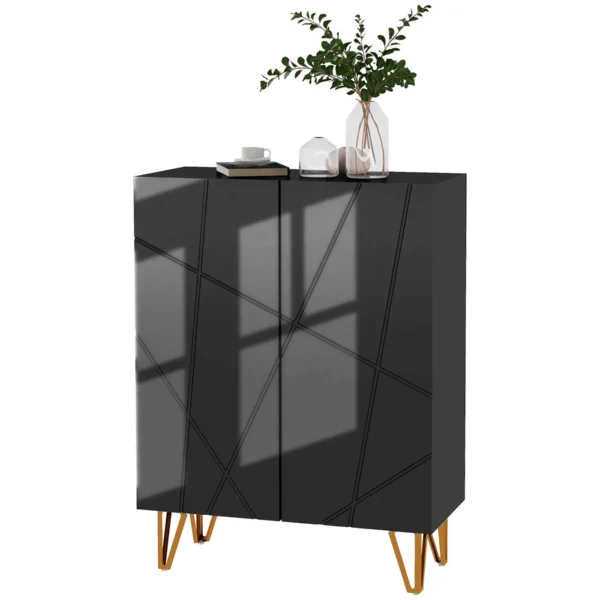 Modern Shoe Rack for 15-20 Pairs of Shoes, Adjustable Shelves and Soft Closing, Black