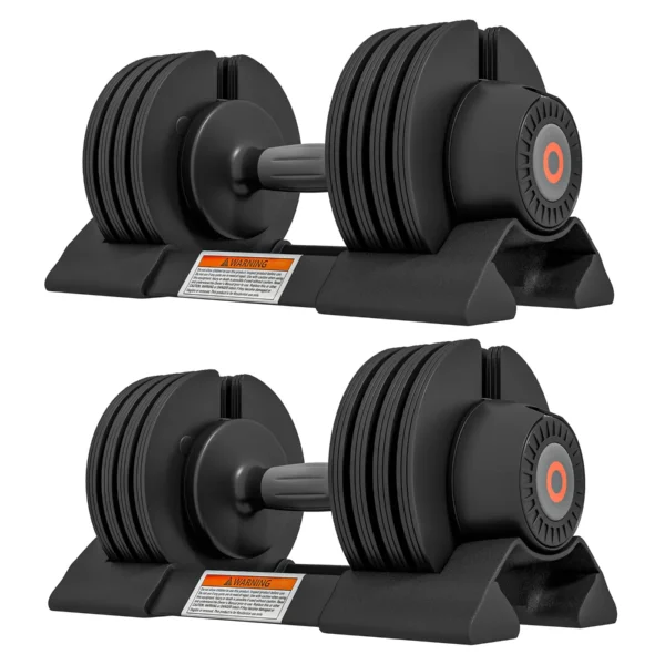 SPORTNOW Adjustable Weight Kit with Dumbbell Holder and Non-Slip Grip, in Steel and ABS, 33x16x16 cm, Black