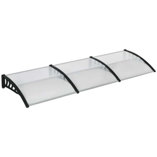 Polycarbonate and Aluminum Canopy for Balconies, Windows and Doors, 303x96x27 cm, Black and Transparent