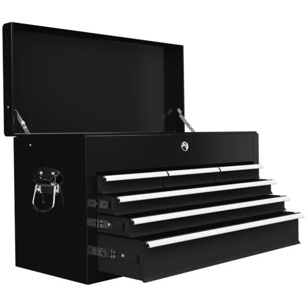 6 Drawer Steel Tool Chest with Lock, 60x26x34cm, Black