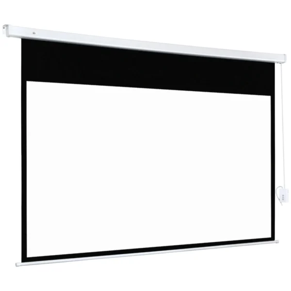 Projector Screen 100'' with Remote Control, PVC and Metal, 247x7.5x168 cm, White