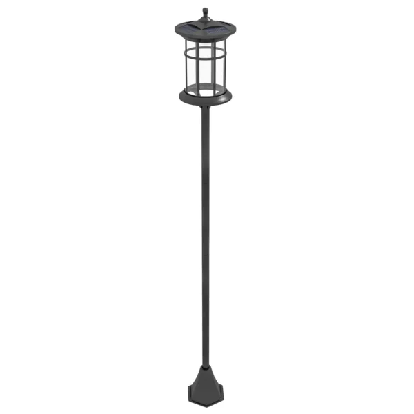 184cm Tall Solar Garden Lamp with Cool White LED Light and IP44, Black