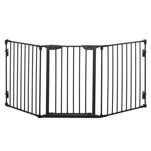 3-Panel Folding Dog Gate for Small and Medium Dogs, 180 x 3 x 74.5 cm, Black