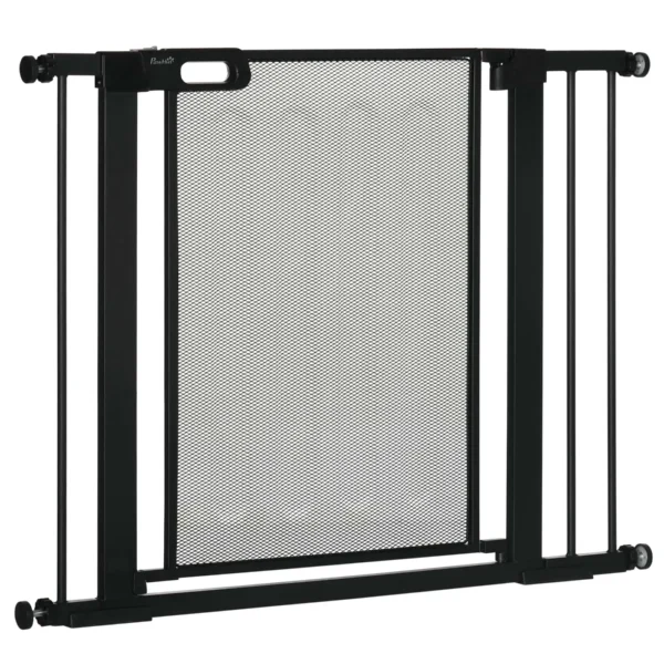 Push-Dog Gate with Automatic Closure, Steel and ABS, 75-103x76 cm, Black