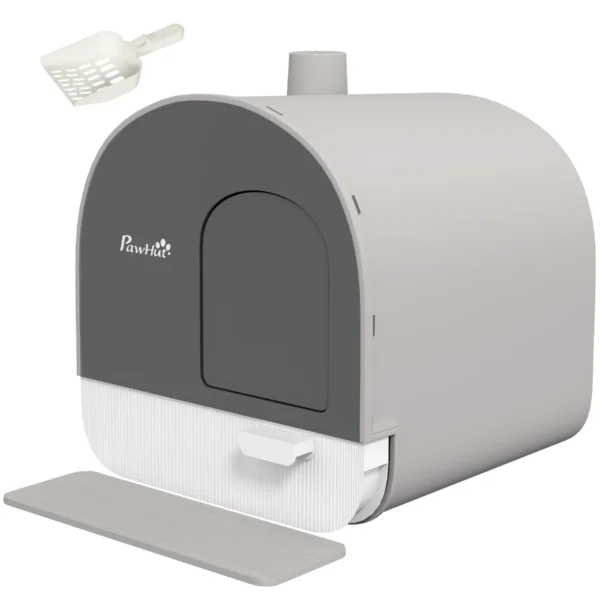 Closed Cat Litter Box with Filters, Scoop and Tray, PP Structure, 43x44x47cm, Grey