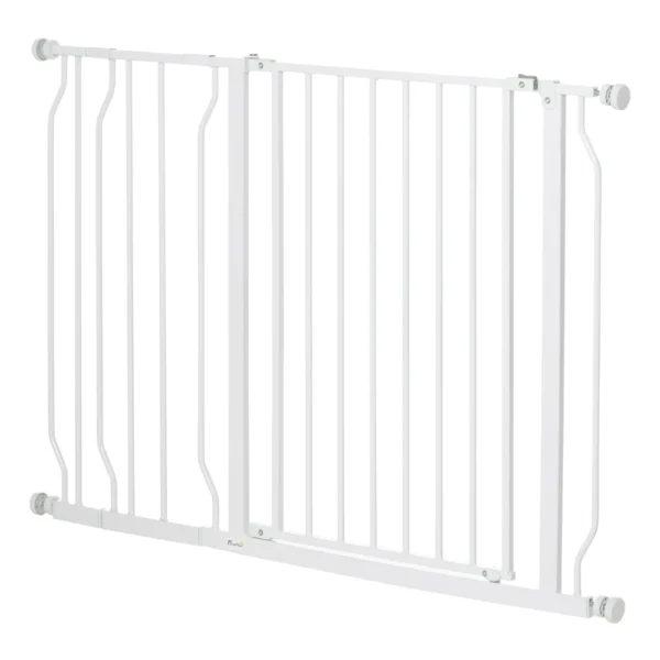 Steel and ABS Dog Safety Gate, Extendable 75-115cm for Stairs and Doorways, White