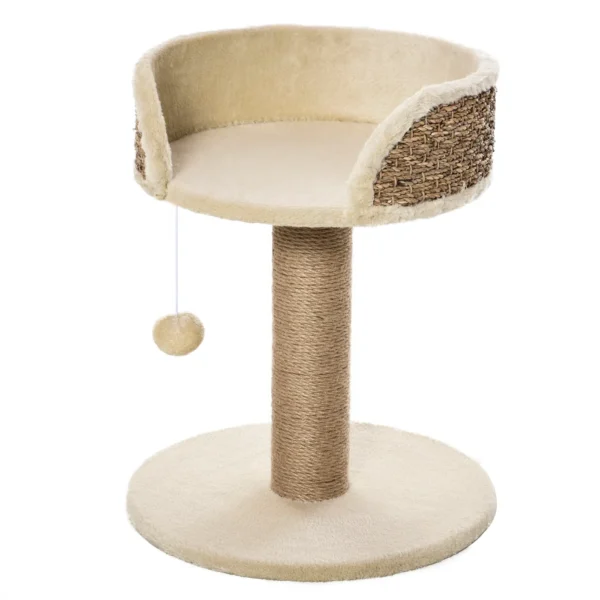 Cat Scratching Tree with Bed, Jute Pole and Hanging Ball, 40x40x49cm, Beige
