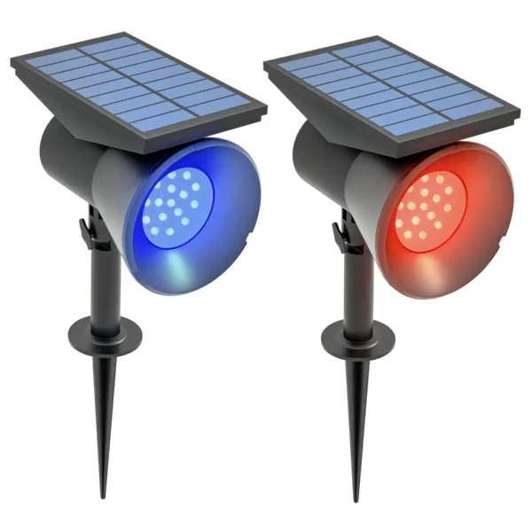 Set of 2 RGB Solar Garden Lights with 2 Lighting Modes, in PP and PC, 10.6x15x38 cm, Black