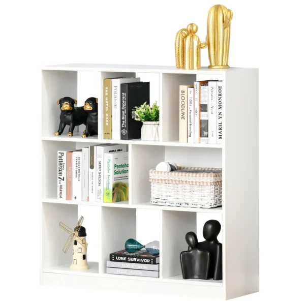 3-Tier Bookcase with 8 Shelves, MDF, 97.5x30x100 cm, White