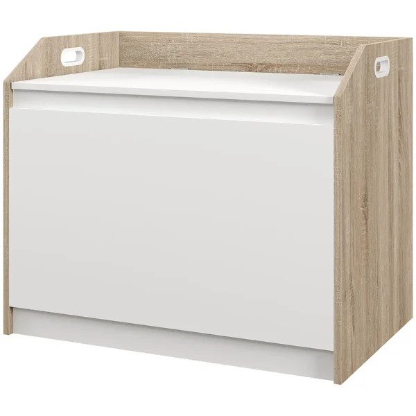 Modern Wooden Chest with Backrest and Storage Compartment, 62.4x40x51.5cm, White