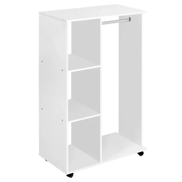 Wardrobe Cabinet with Wheels Wooden, White, 80x40x128cm