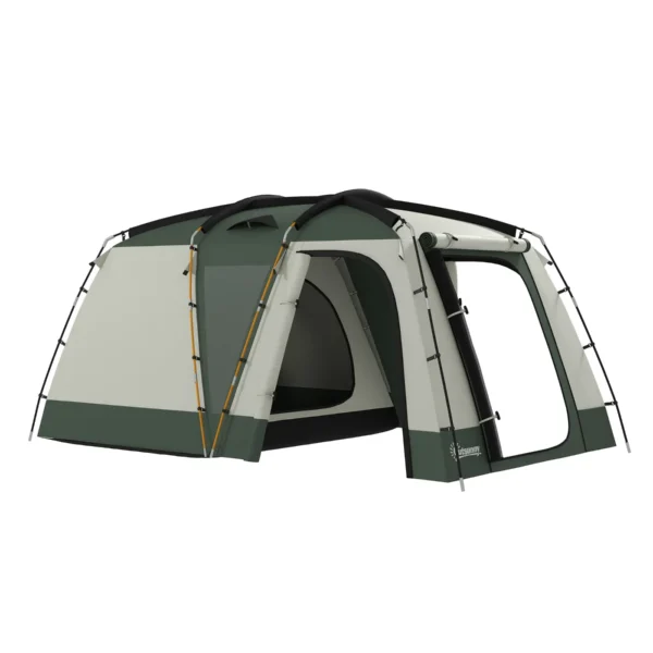 4-Person Waterproof Camping Tent with Sleeping Area and Living Area, Polyester, 460x300x200 cm, Green