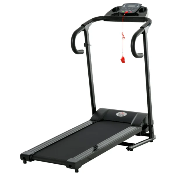 Folding Electric Treadmill Space Saving, Professional Treadmill with LCD Display, Speed 0.8-10km/h and 12 Programs, Power 500W, for Home and Office, Black
