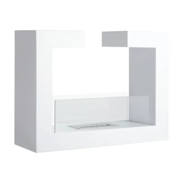 2000W Tabletop Bioethanol Fireplace in Odorless Stainless Steel with Glass 78 x 25 x 58 cm White