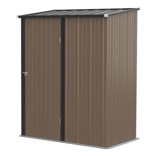 Steel Garden Shed Tool Storage with Latch, 161.5x94. 5x196cm, Brown