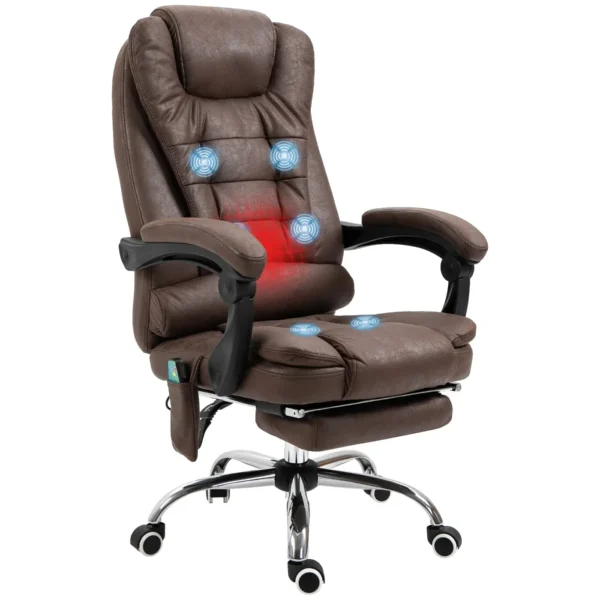 Office Chair Massage with Heat, Reclining and Adjustable Height, Brown
