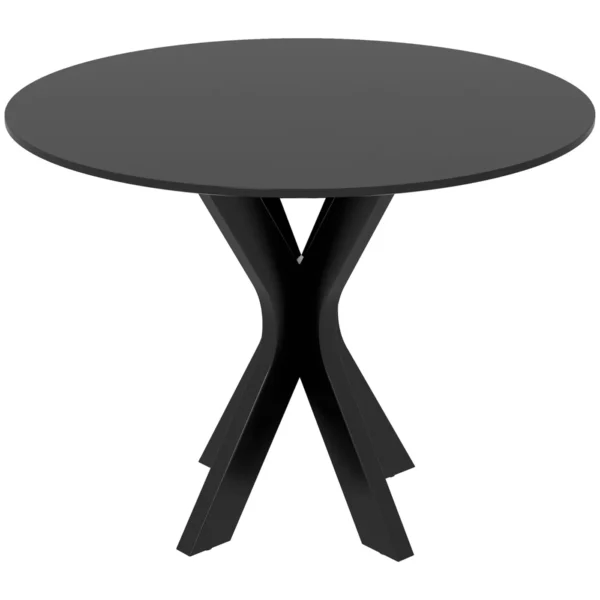 Modern Round Dining Table for 4 People in Steel and MDF, Ø100x75cm, Black