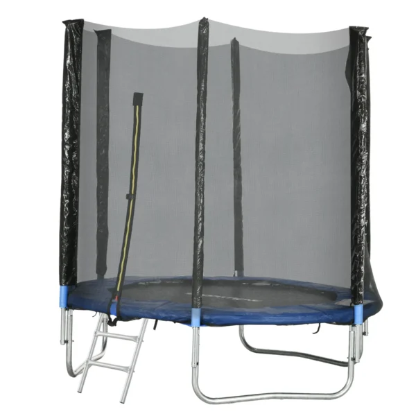 Trampoline with Ladder and Safety Net, in Steel and Plastic, Ø180x200 cm, Blue