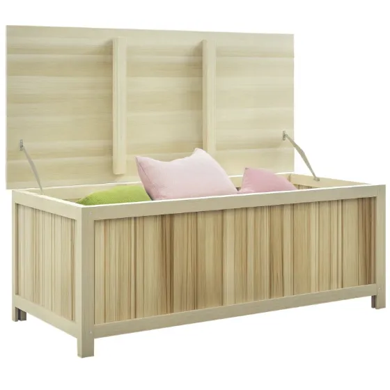 72L Fir Wood Garden Storage Bench, 120x55x45cm, Wood Color