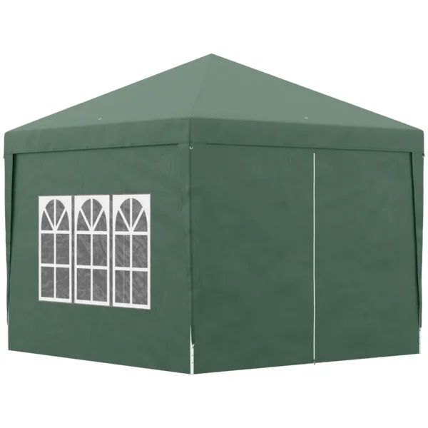 3x3m Waterproof Steel Garden Gazebo with Oxford Fabric Cover, Green