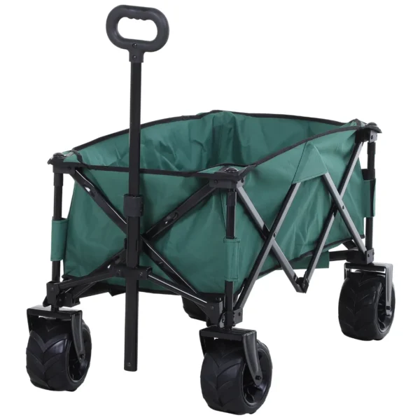 Garden Cart Max Load 70kg with Telescopic Handle, in Metal and Oxford Fabric, 108x55 cm, Green