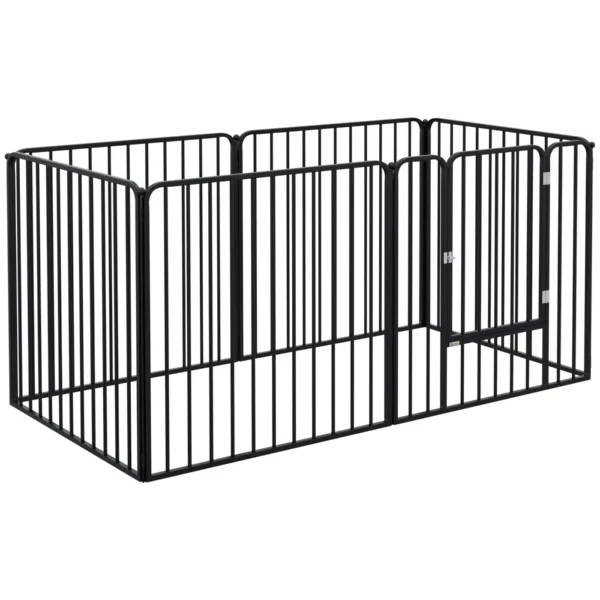 6 Panel Modular Indoor and Outdoor Dog Playpen, Steel, 164x83x80 cm, Black