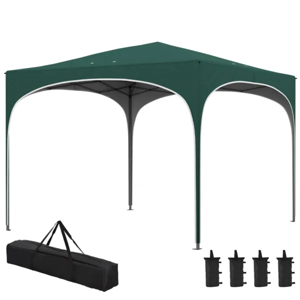 Gazebo, Adjustable Height Garden Gazebo with Drainage Holes and Carry Bag, Metal, Green