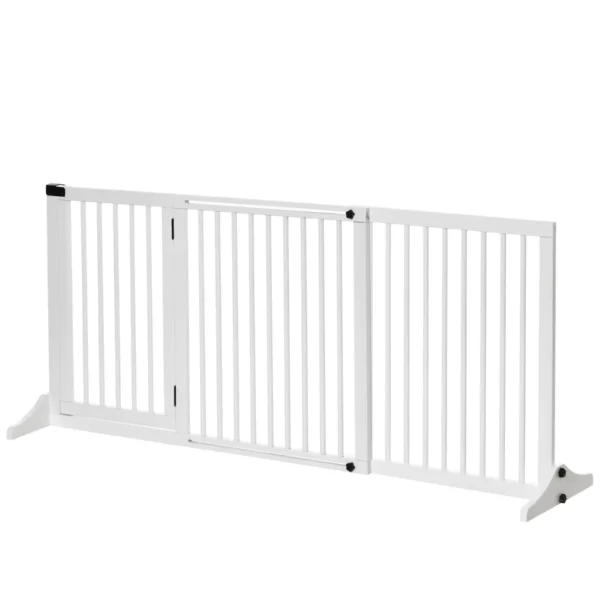 Adjustable 3 Panel Dog Gate, Pine Wood, 113-166x36x71 cm, White
