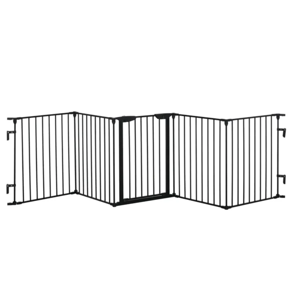 5 Panel Folding Dog Gate for Small and Medium Dogs, Metal and Plastic, 300x3x74.5 cm, Black