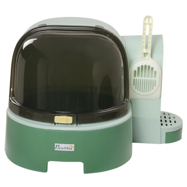 Closed Cat Litter Box with Opening Lid and Removable Tray, 52x60x42 cm, Green