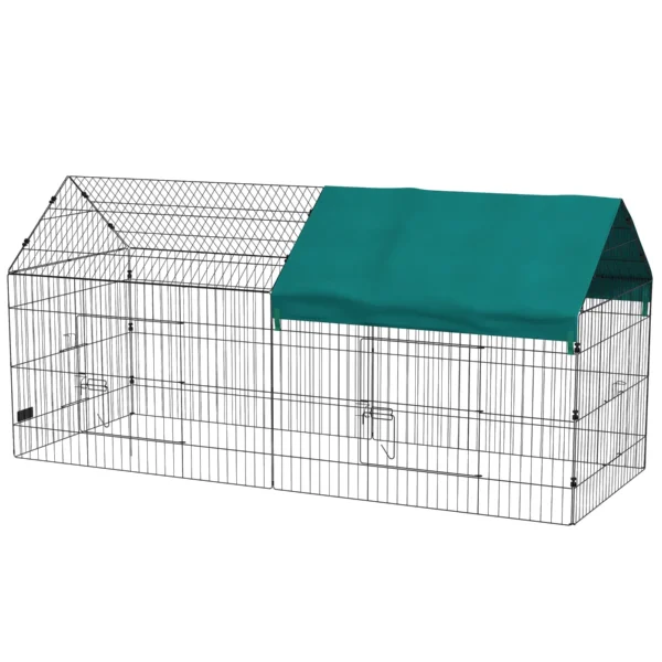 Indoor and Outdoor Rabbit Cage with Roof, 220x85x103cm, Green