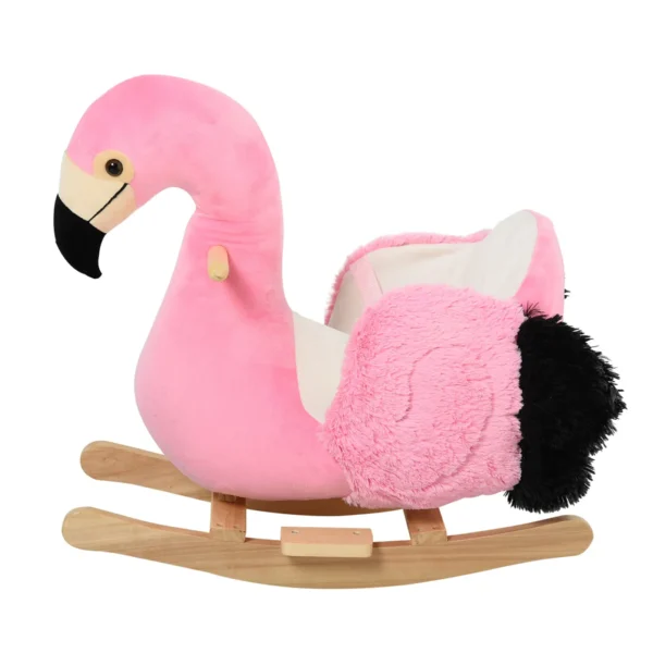 Rocking Horse for Children, Wooden Rocking Flamingo for Children from 18 Months with Safety Belt, Pink