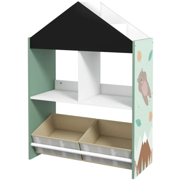 Children's Toy Storage Rack with Removable Shelves and Drawers, Green