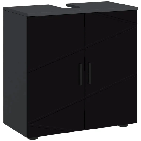 Bathroom Vanity Cabinet Wooden Cabinet with 2 Doors, 60x30x60cm, Black