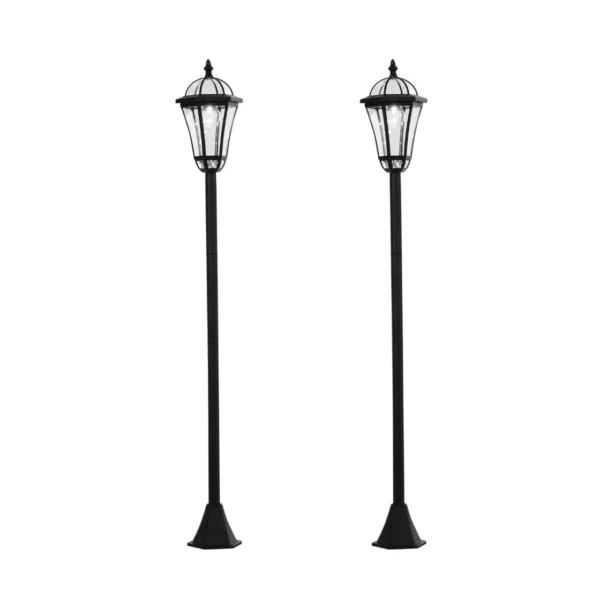 Set of 2 Solar Garden Lights with 2 LEDs and Automatic Switching, Black