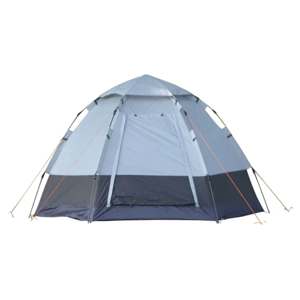 2 Person Camping Tent with Automatic Opening and Accessories, in Steel and Oxford Fabric, Grey and Black