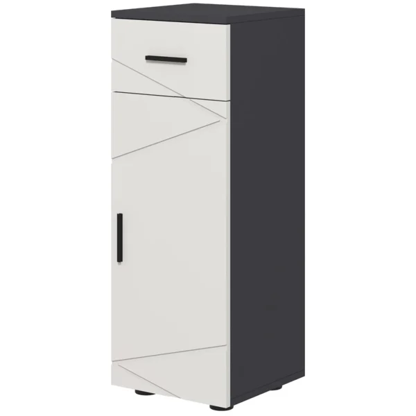 Chipboard Bathroom Cabinet with Drawer and 2 Adjustable Level Cabinet, 30x30x82 cm, Grey