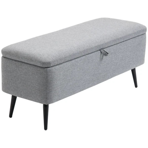 Velvet Fabric Storage Bench, for Bedroom, Living Room and Entrance, 101x38.5x44.5 cm, Grey