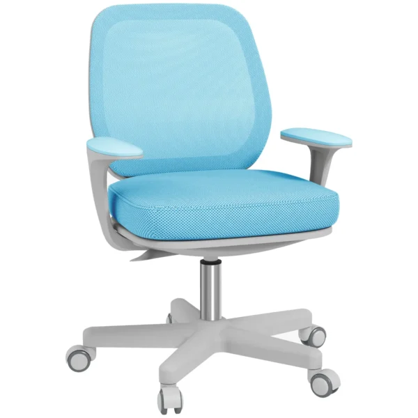 Ergonomic Reclining Office Chair with Adjustable Height and 5 Wheels, 55x48x82.5-94.5 cm, Blue