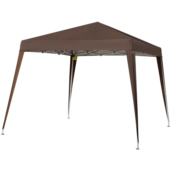 2.4x2.4m Folding Garden Gazebo with Steel Frame and Windproof Ropes, Coffee