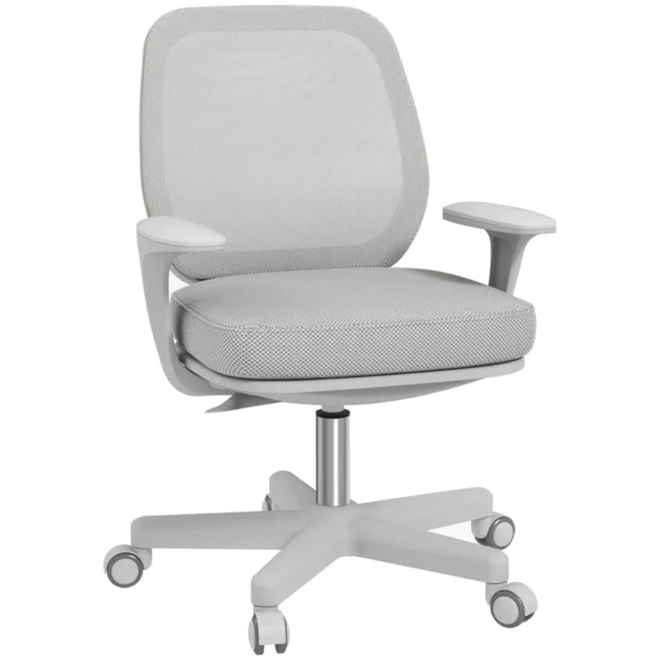 Ergonomic Reclining Office Chair with Adjustable Height and 5 Wheels, 55x48x82.5-94.5 cm, Grey