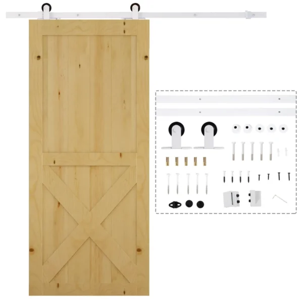Sliding Door Kit with 183cm Track, Wheels and Hardware Included, White