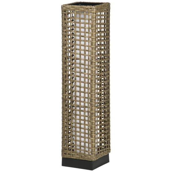 Solar Garden Lamp with Charging Panel, Steel and Rattan, 15.5x15.5x69 cm, Black and Brown