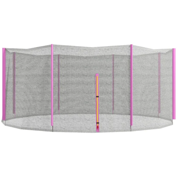 Trampoline Safety Net with Zippered Entrance, PE, Ø366x180 cm, Black and Pink
